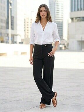 Michael Kors Black Wide-Leg Women's Pants size L